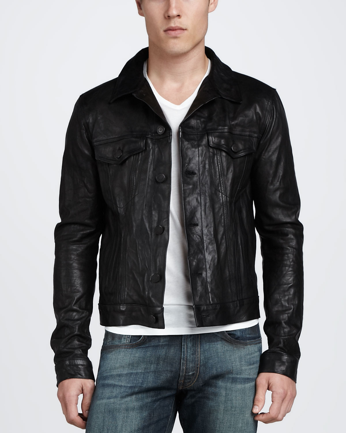J Brand Reid Leather Jacket Black In For Men Lyst Gallery