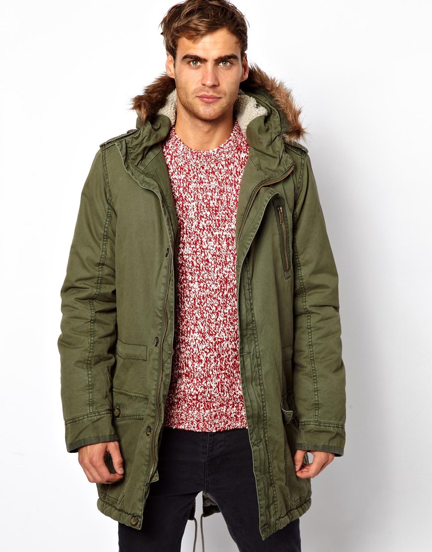 Lyst - Asos Solid Parka Jacket in Green for Men