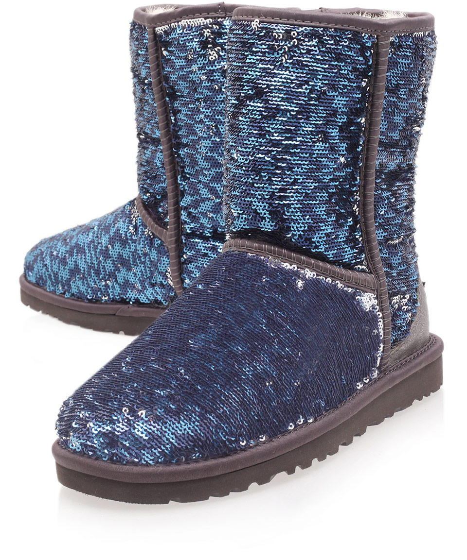 Ugg Navy Classic Short Sparkles Sheepskin Boots in Blue | Lyst