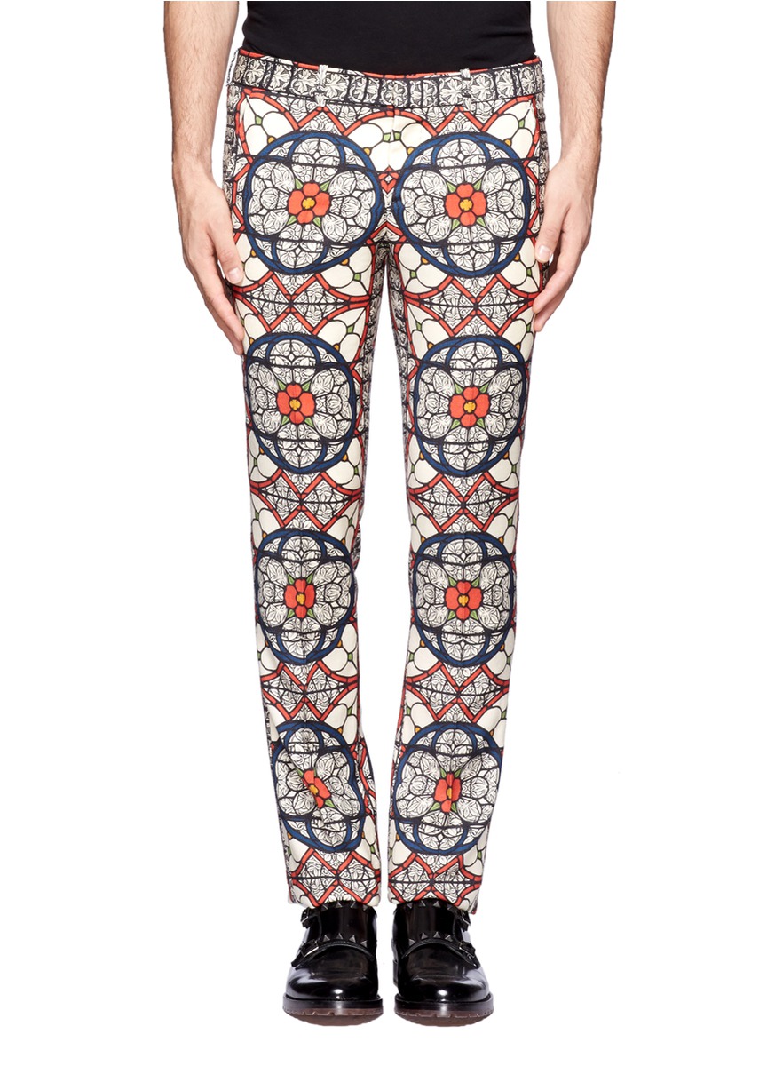 Alexander McQueen Wool Stained Glass Print Pants for Men - Lyst
