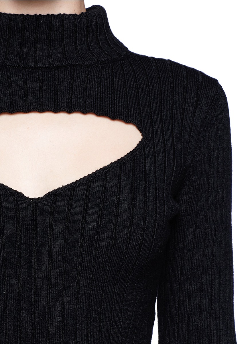 Lyst - Carven Cut-out Front Turtleneck Cropped Sweater In Black