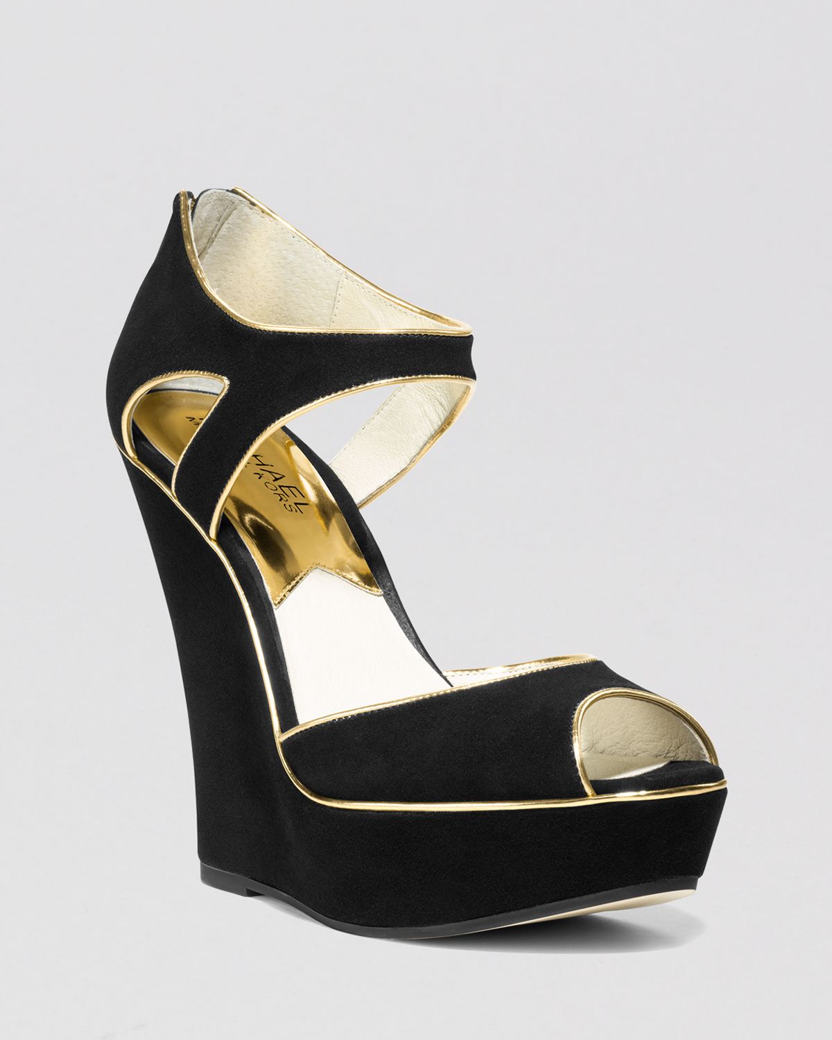 Michael Michael Kors Peep Toe Platform Wedge Pumps Riley in Black ...