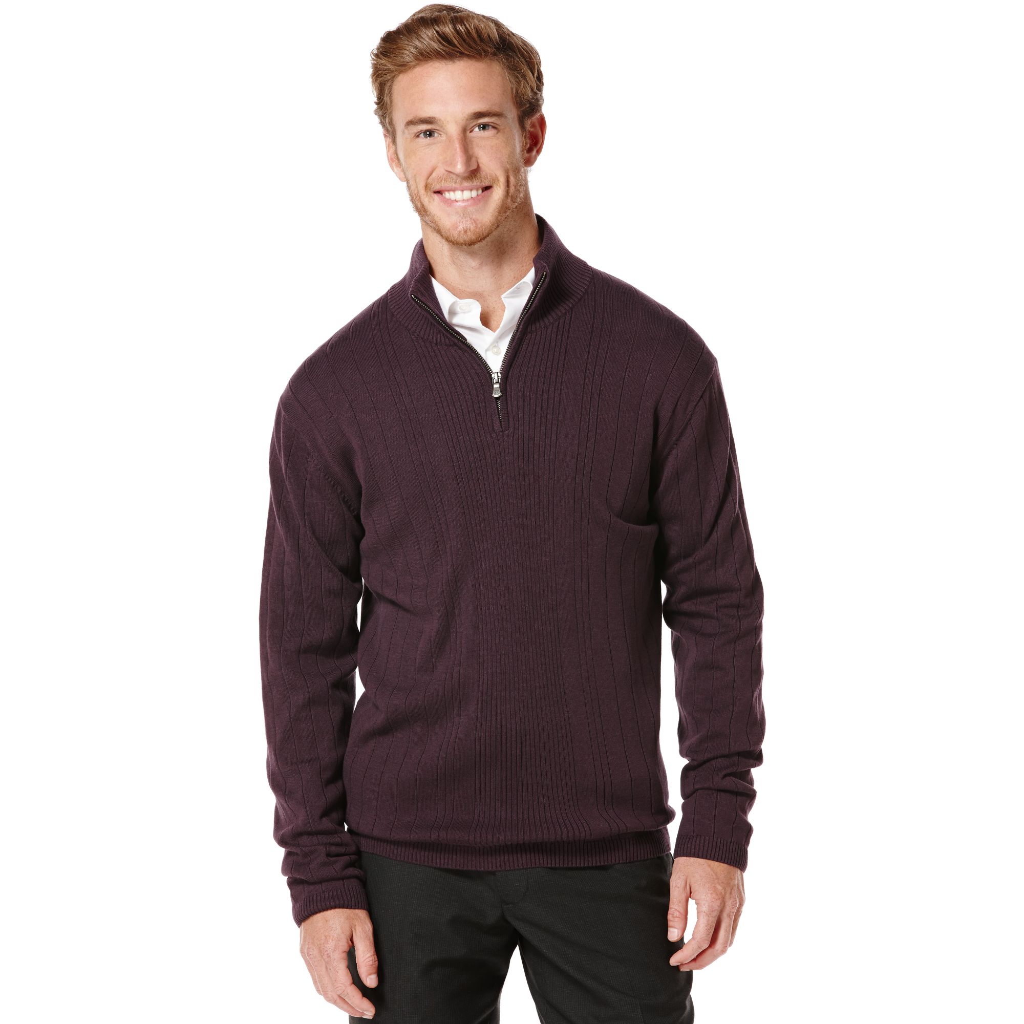 Lyst - Perry Ellis Quarter Zip Sweater in Purple for Men