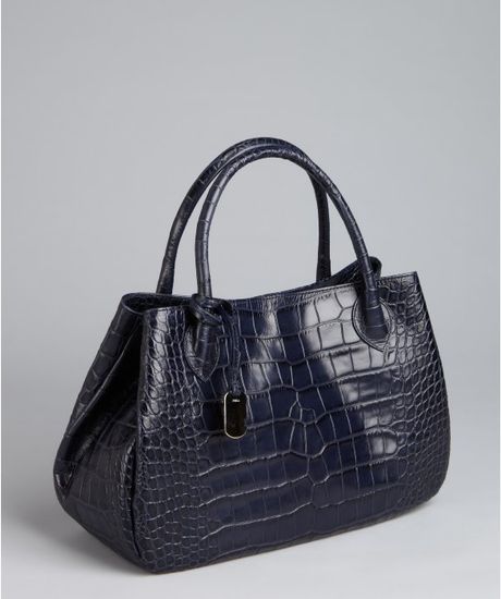 Furla Cobalt Croc Embossed Leather New Giselle Top Handle Bag in Black ...