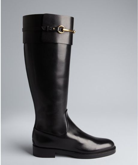 Gucci Black Leather Jamie Tall Riding Boots in Black | Lyst