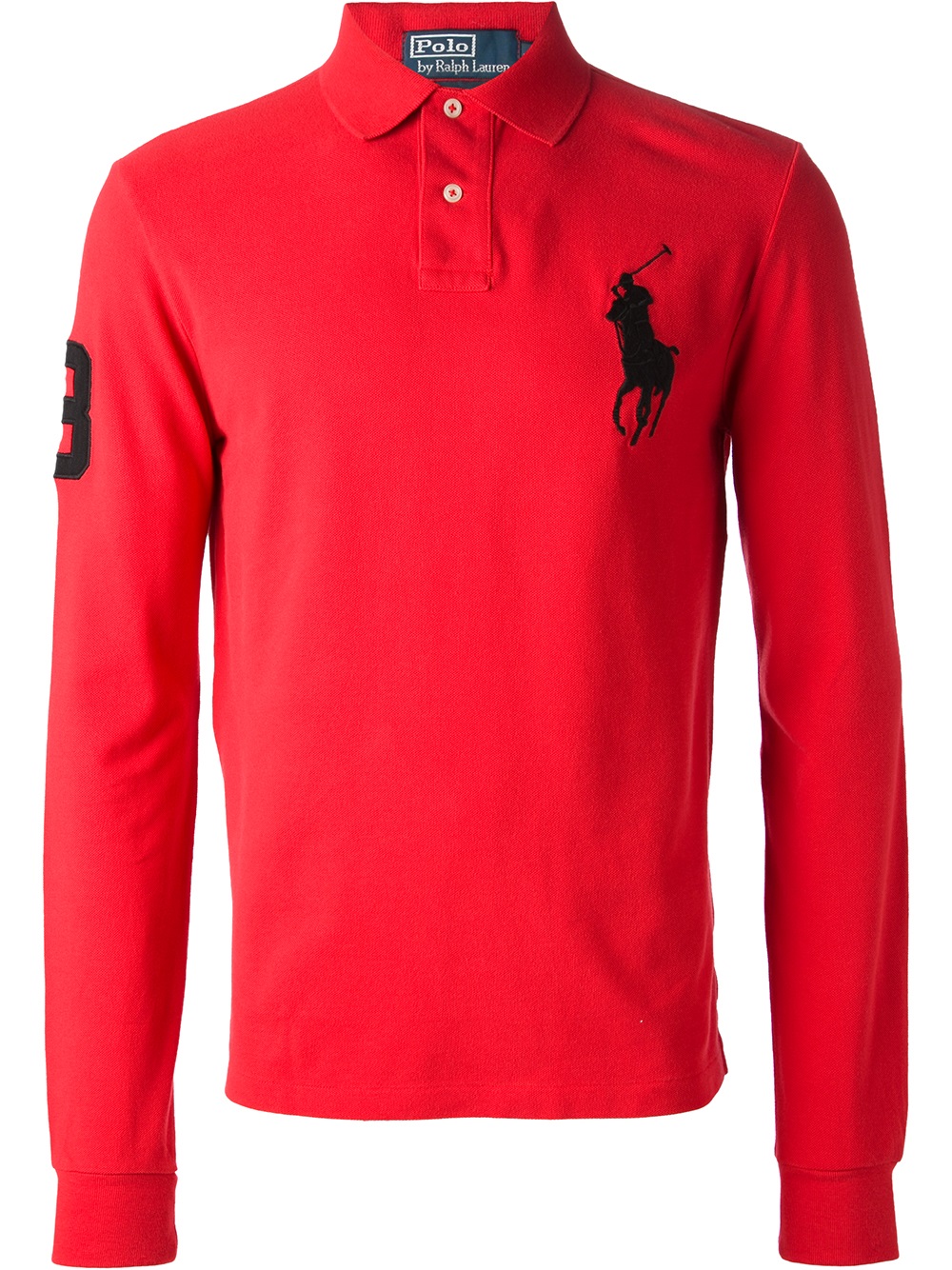 red polo shirt with black collar