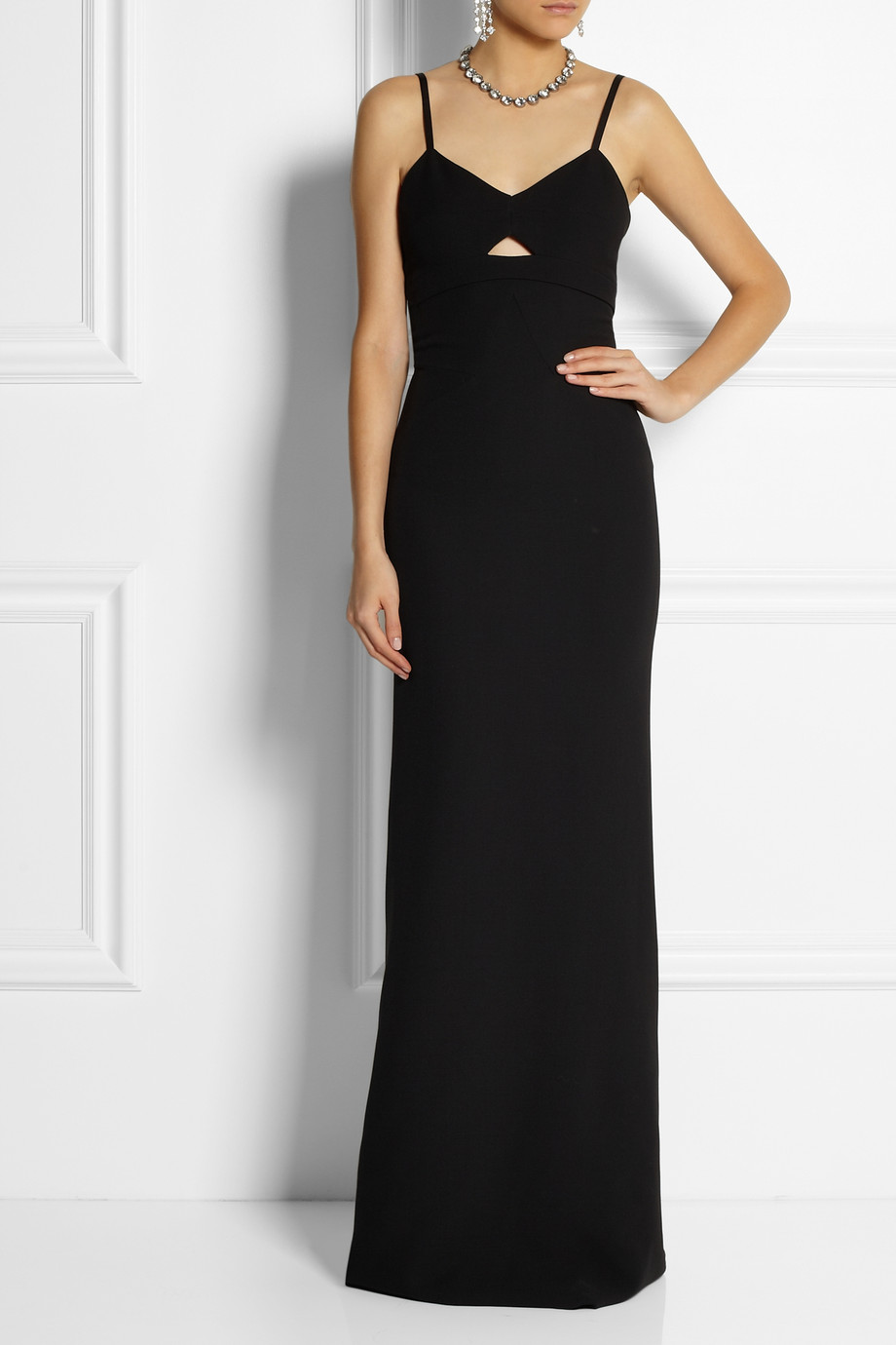 Lyst - Victoria beckham Cutout Silk And Wool-Blend Gown in Black