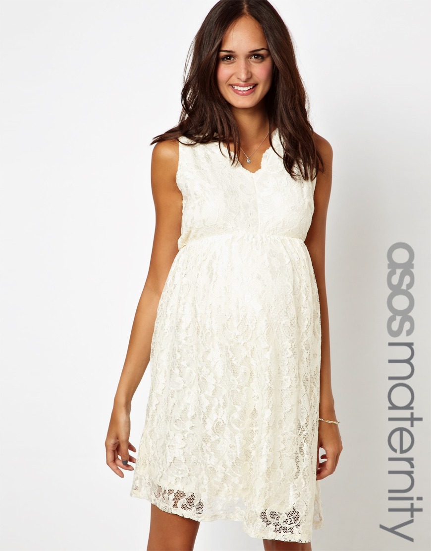 white lace maternity dress
