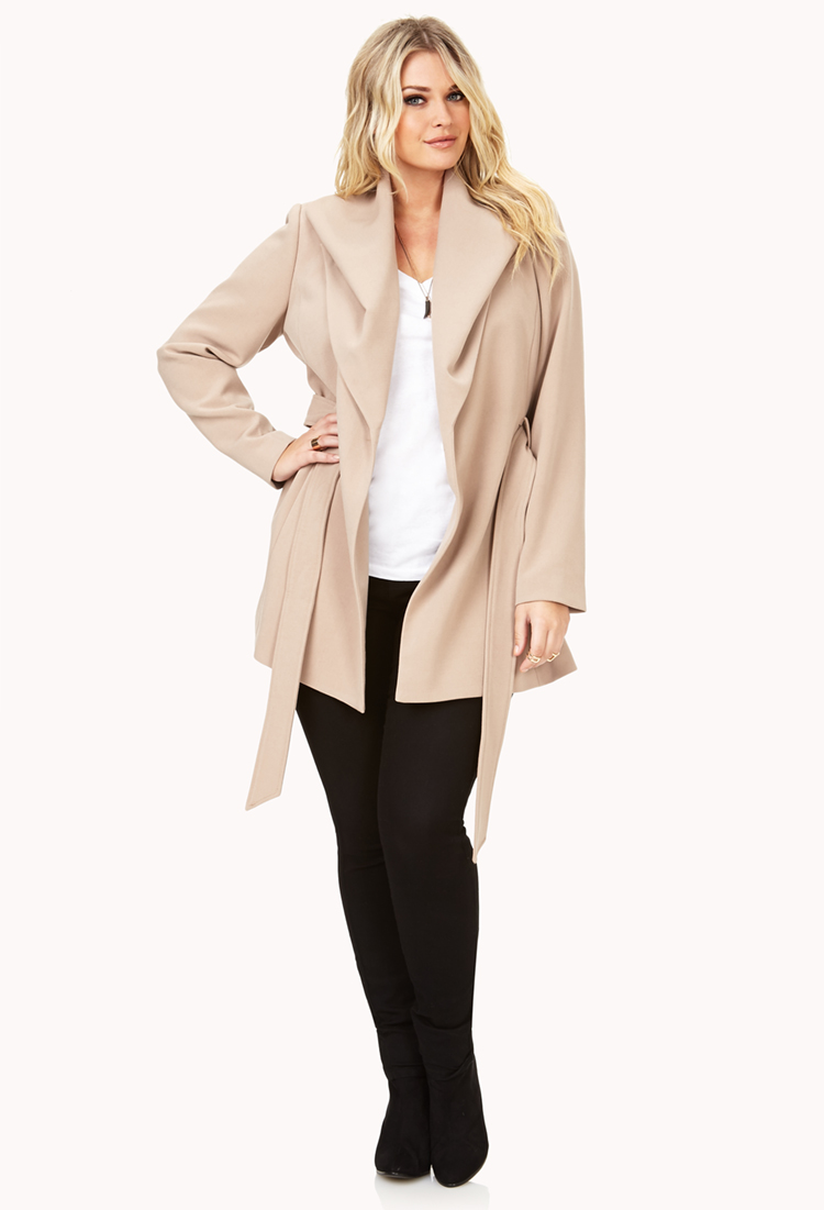 Lyst Forever 21 Plus Size Citychic Wool Trench Coat in Natural