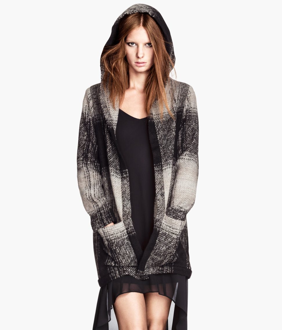 Lyst - H&m Hooded Cardigan in Black