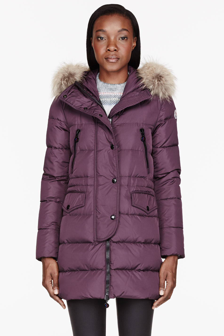 Lyst - Moncler Plum Purple Down and Fur Fragon Parka in Purple