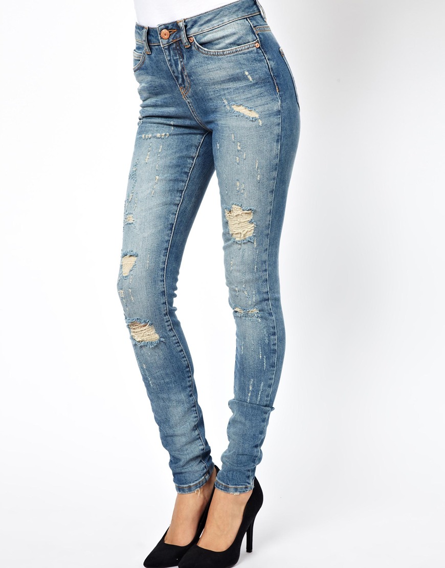 Lyst - Lazy Oaf Noisy May Lucy Holey Skinny Jeans in Blue