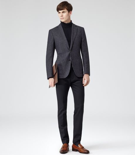 Reiss Sonoma Houndstooth Check Blazer in Gray for Men (NAVY) | Lyst