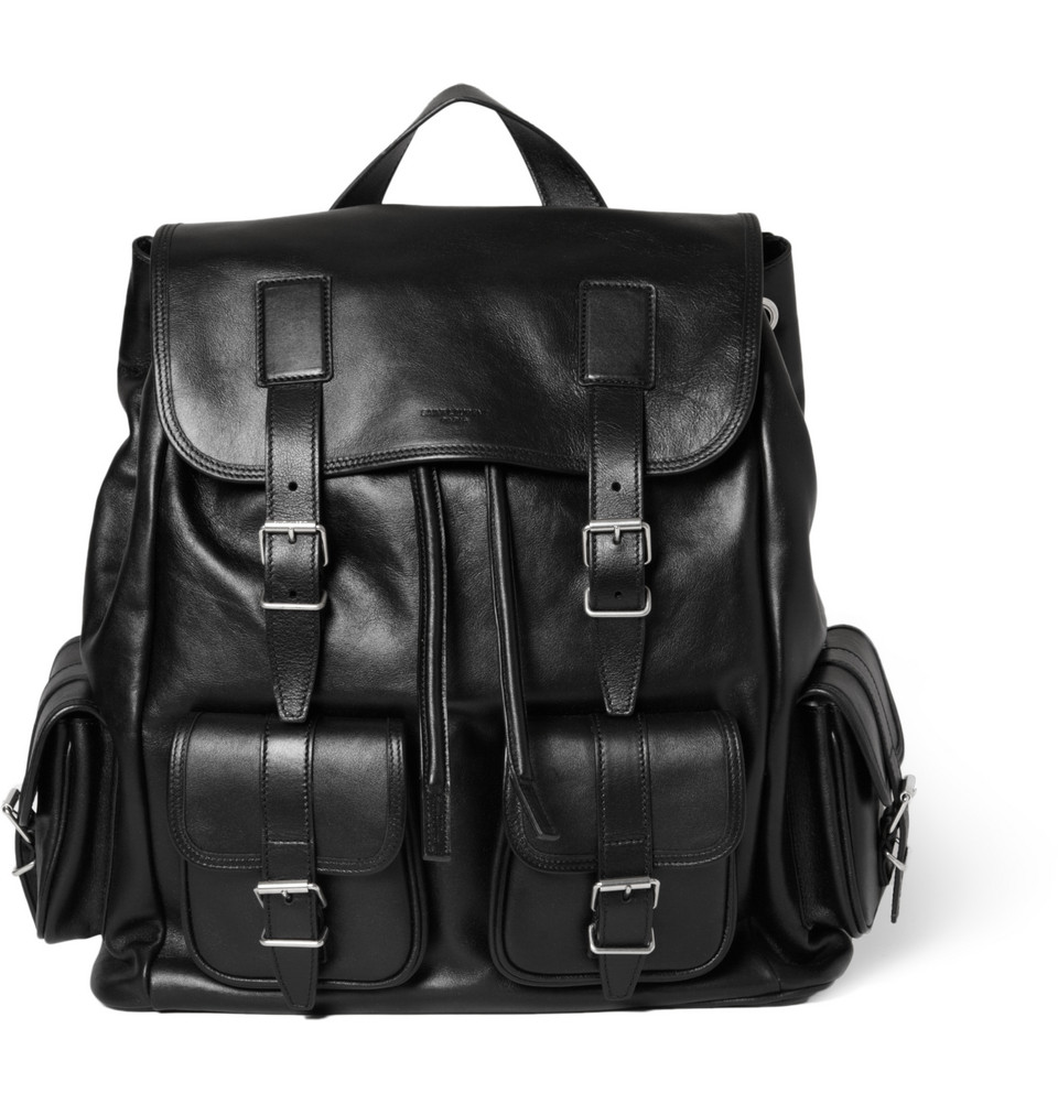Lyst - Saint Laurent Leather Backpack in Black for Men