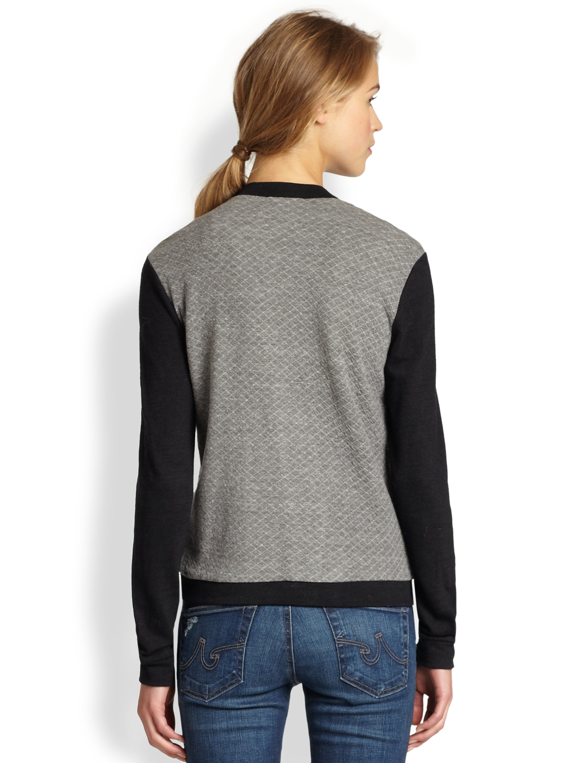 Lyst Splendid Quilted Cotton Jersey Biker Jacket in Gray