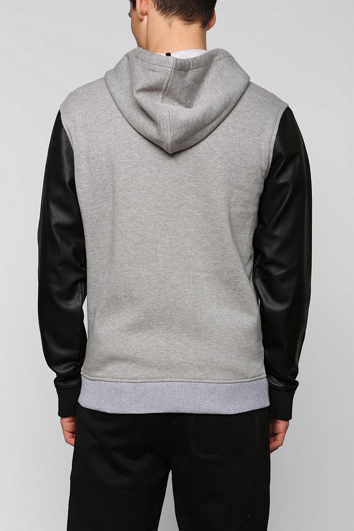 Lyst - Urban Outfitters Feathers Vegan-leather Zip-up Hoodie Sweatshirt ...