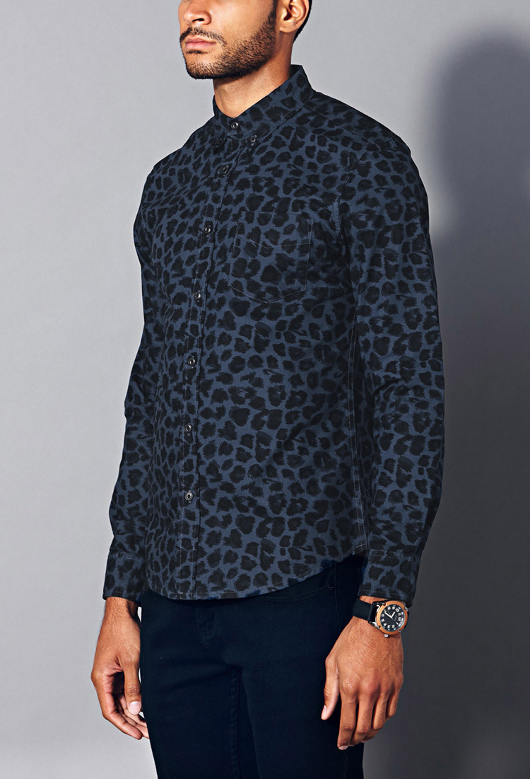 Leopard Print Dress Shirt For Mens Rldm