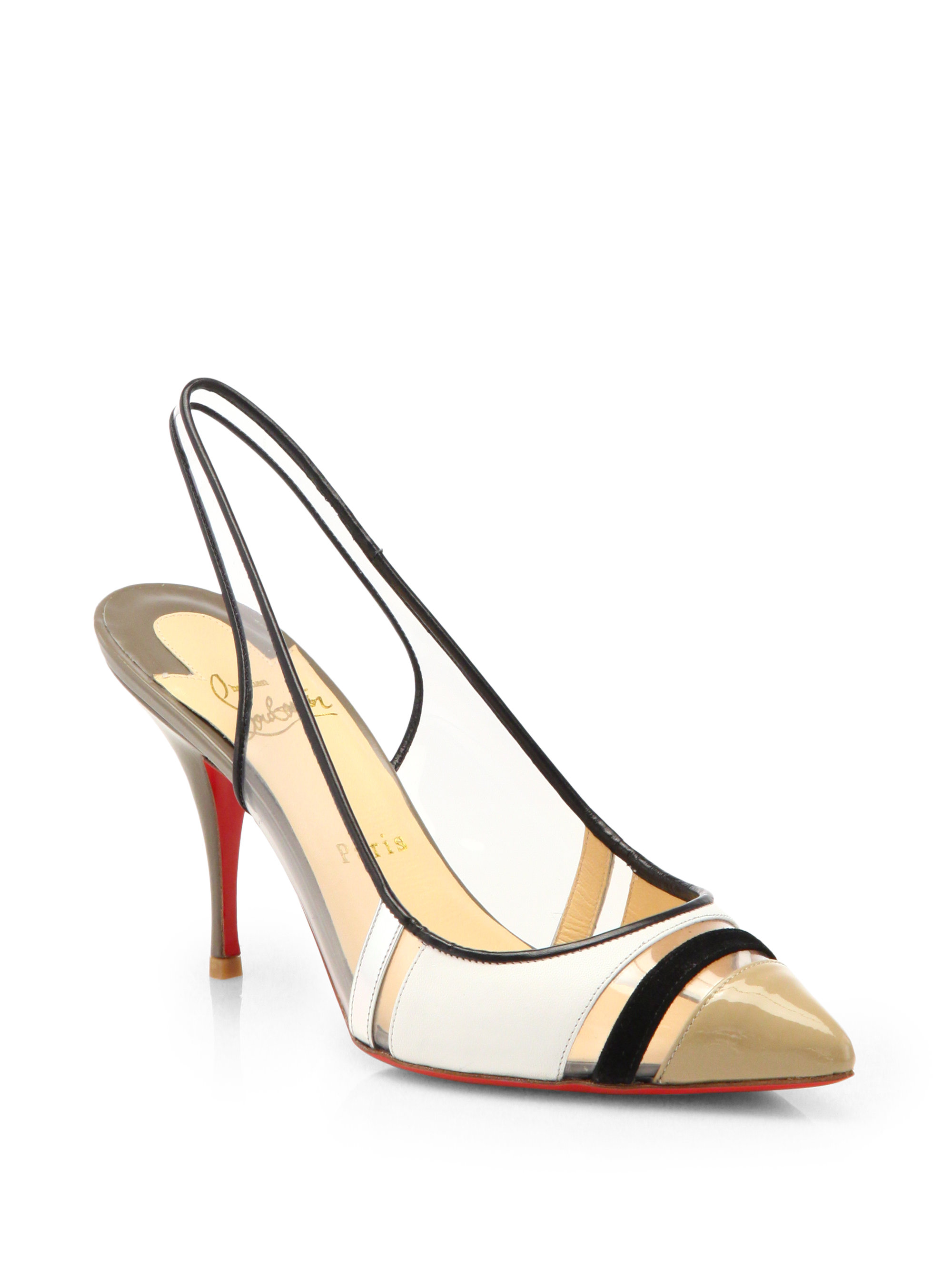christian louboutin pumps Black and transparent leather trim | The ...