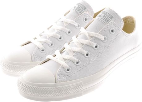 Converse All Star Leather Low Trainers in White for Men | Lyst