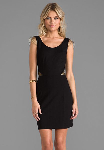 Erin Erin Fetherston Gillian Dress in Black in Black (Black & Gold Lace ...