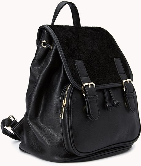 Forever 21 Favorite Faux Fur Backpack in Black | Lyst