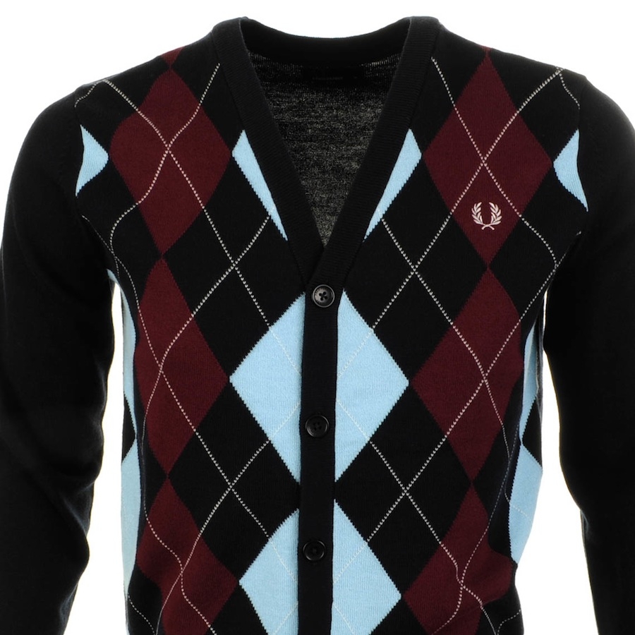 Lyst Fred Perry Argyle Cardigan in Blue for Men