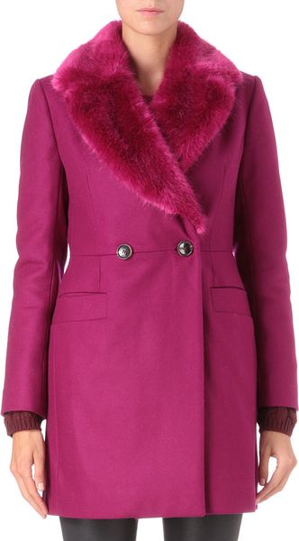 French Connection Salsa Woolblend Coat in Purple (Shaded purple) | Lyst