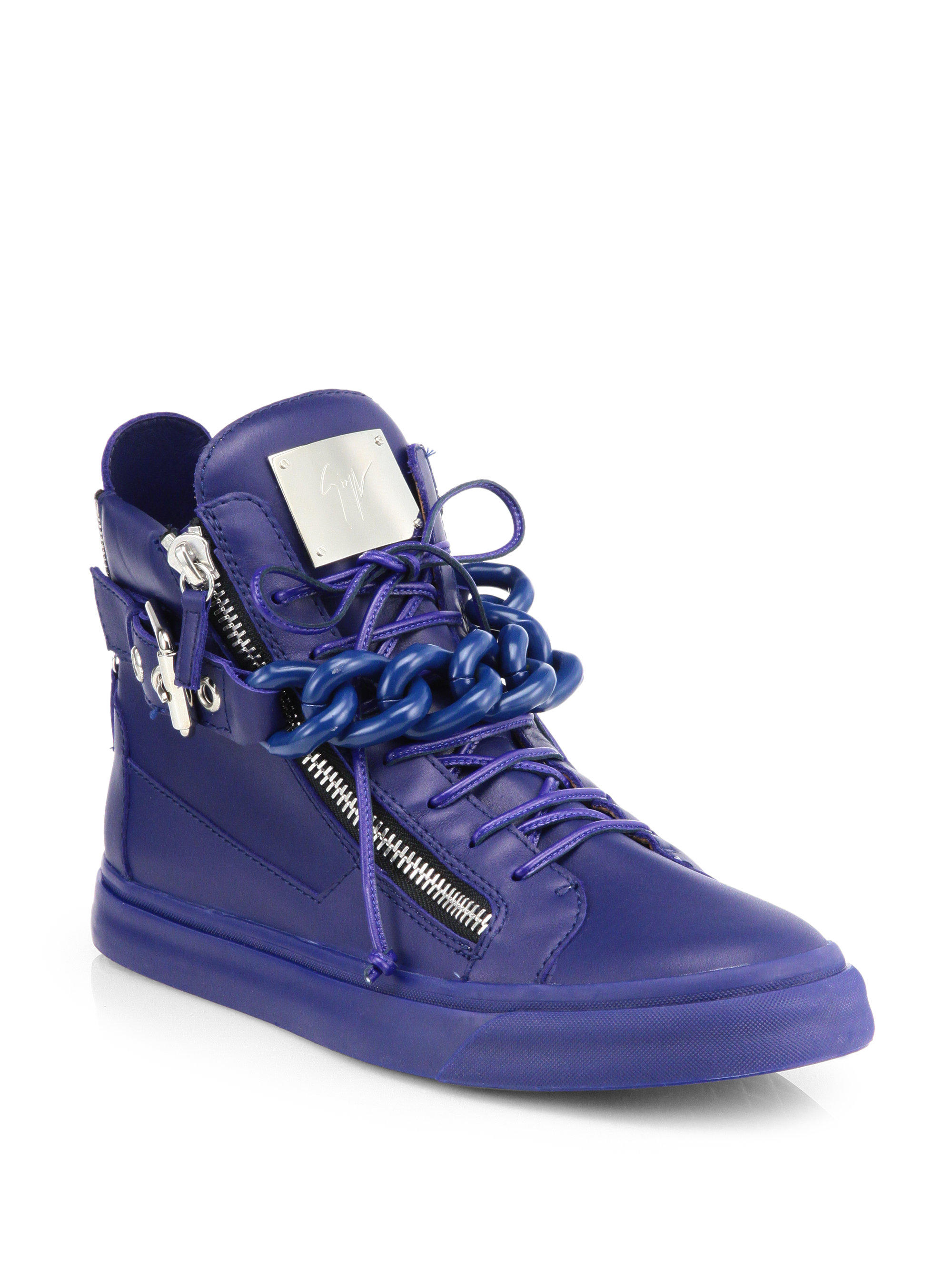 Giuseppe Zanotti Tonal Chain Sneakers in Blue for Men | Lyst
