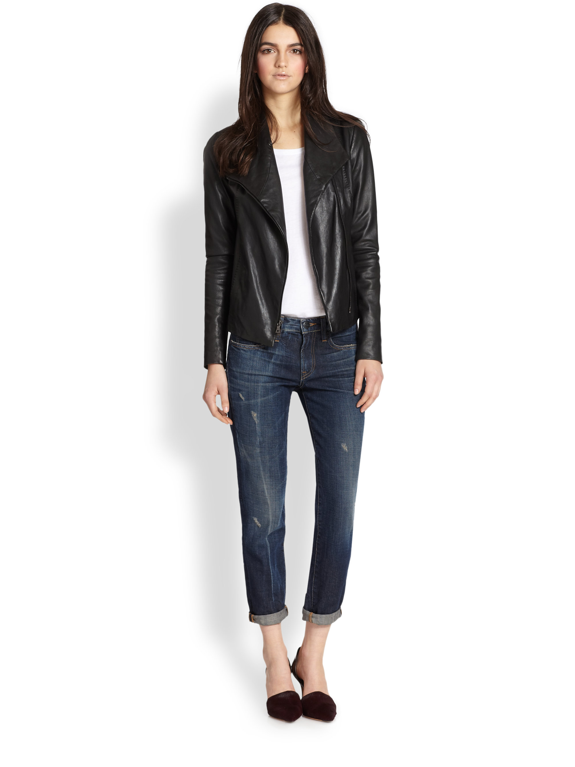 Vince Leather Scuba Jacket In Black Lyst Gallery