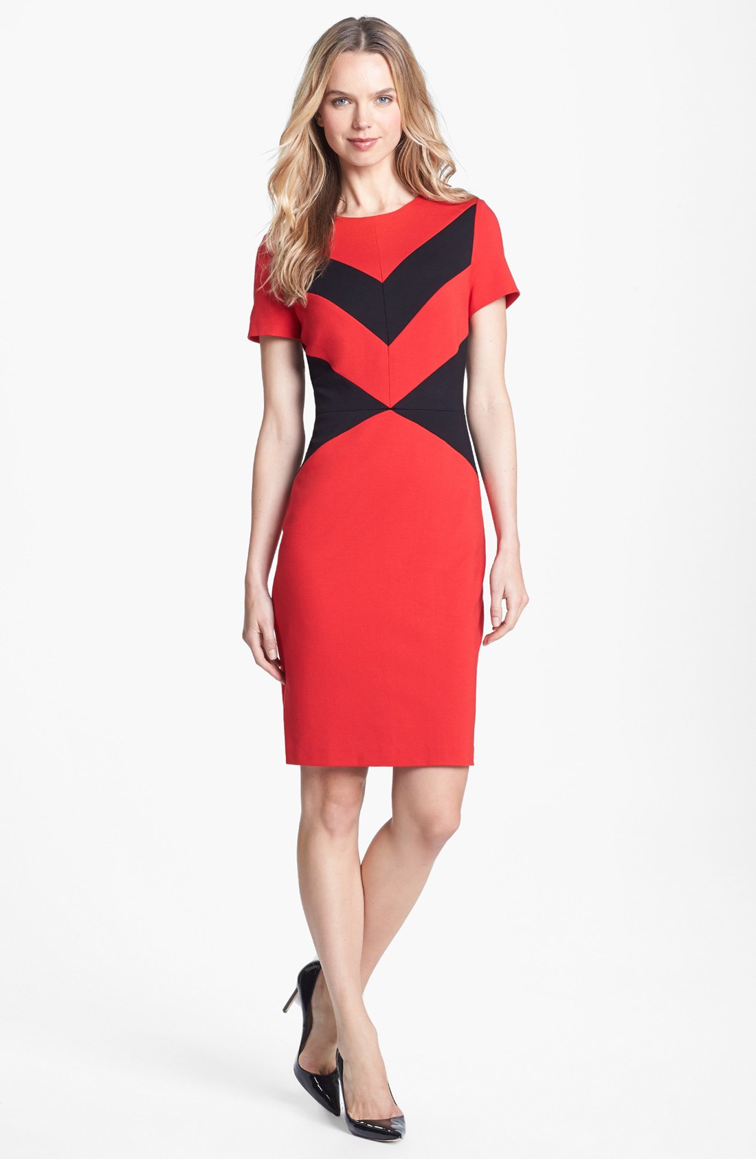Vince Camuto Cap Sleeve Sheath Dress in Red (Rouge) | Lyst