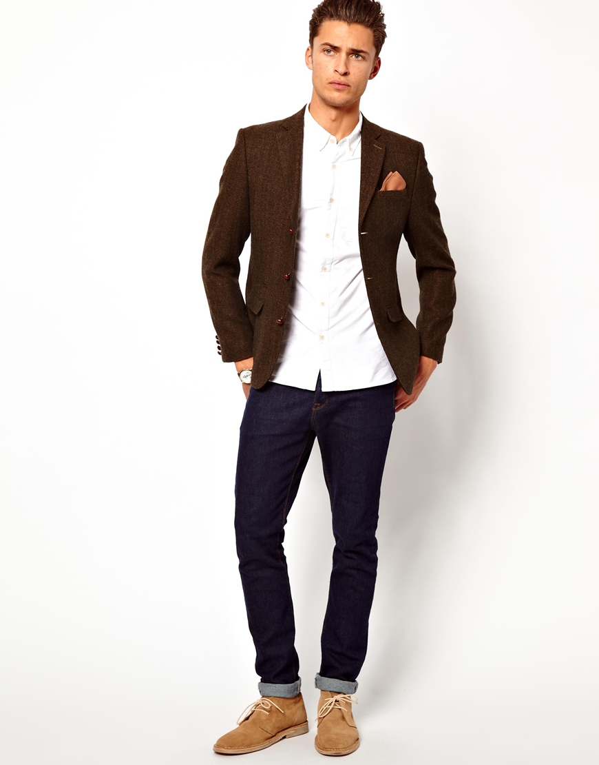 Brown Slim Fit Blazer in Herringbone | Slim fit blazers, Latest fashion ...