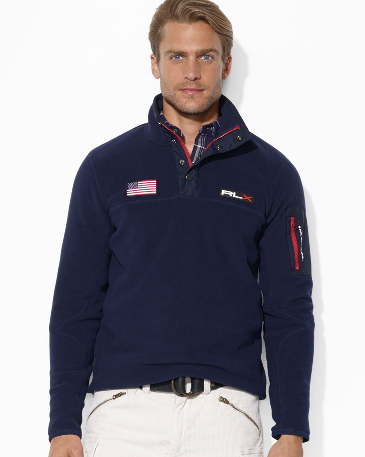 Ralph lauren Polo Usa Polar Fleece Mockneck Jacket in Blue for Men | Lyst