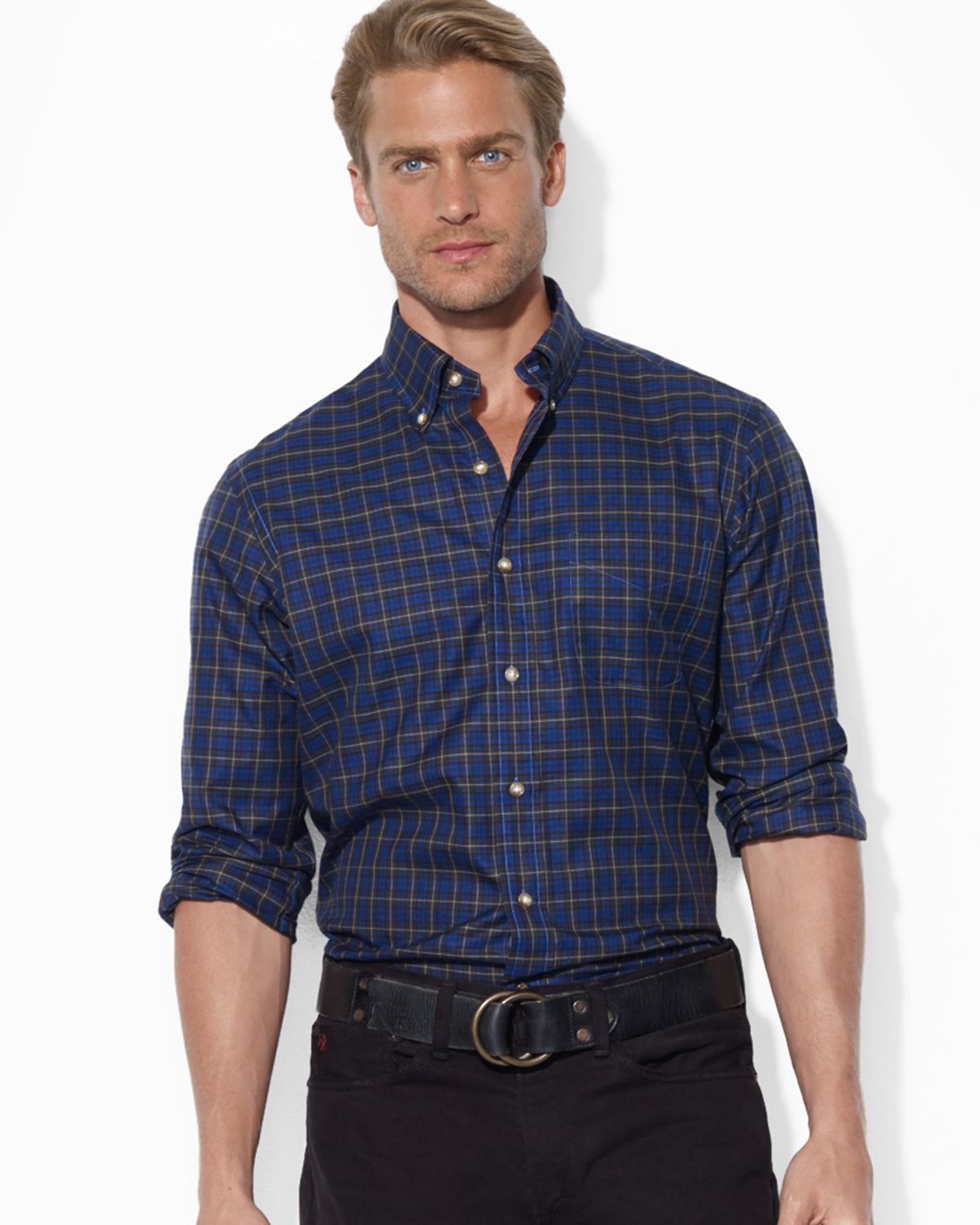 Ralph Lauren Polo Onepocket Plaid Twill Shirt in Blue for Men (Blue ...