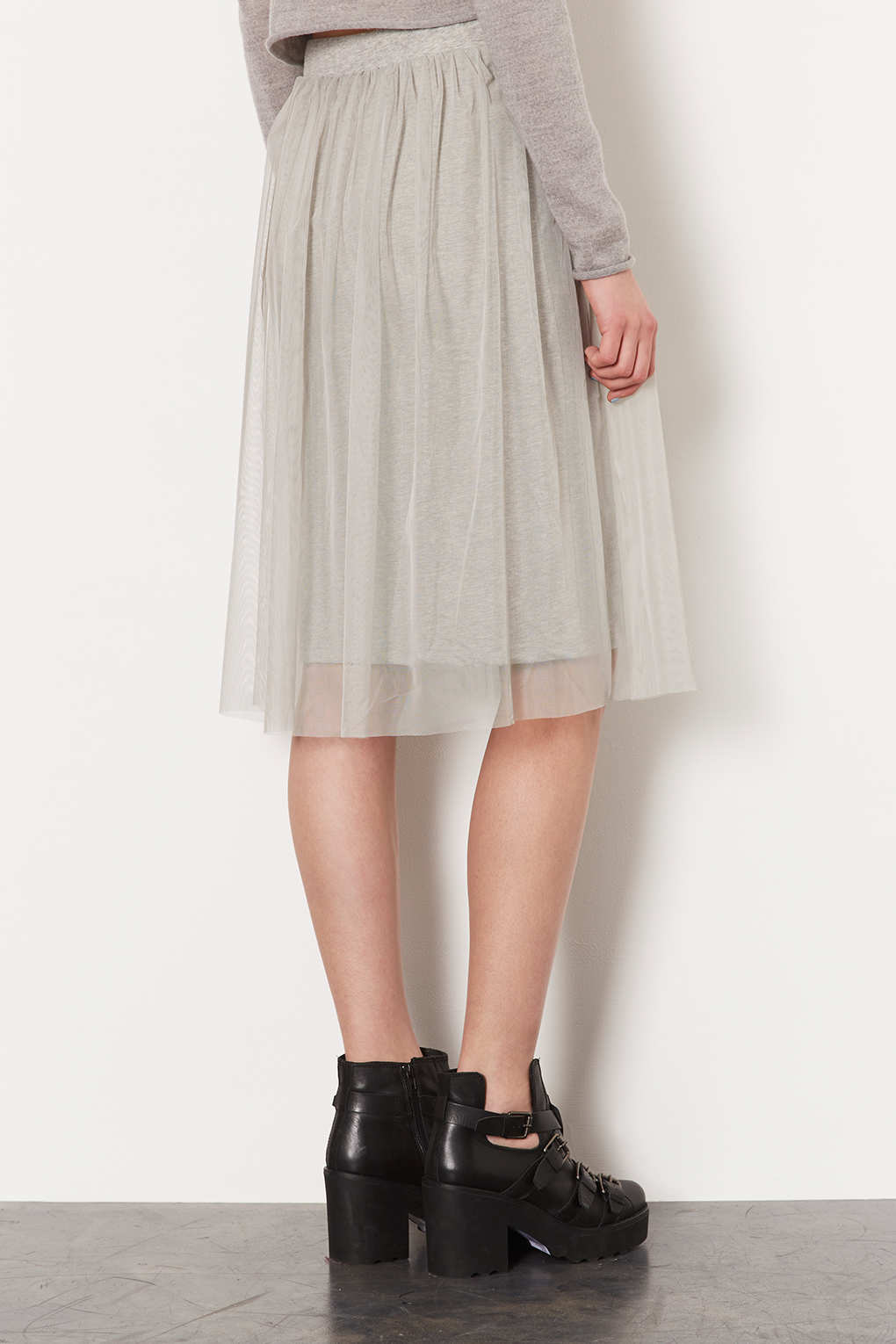 Lyst Topshop Grey Midi Tulle Skirt In Gray 1110