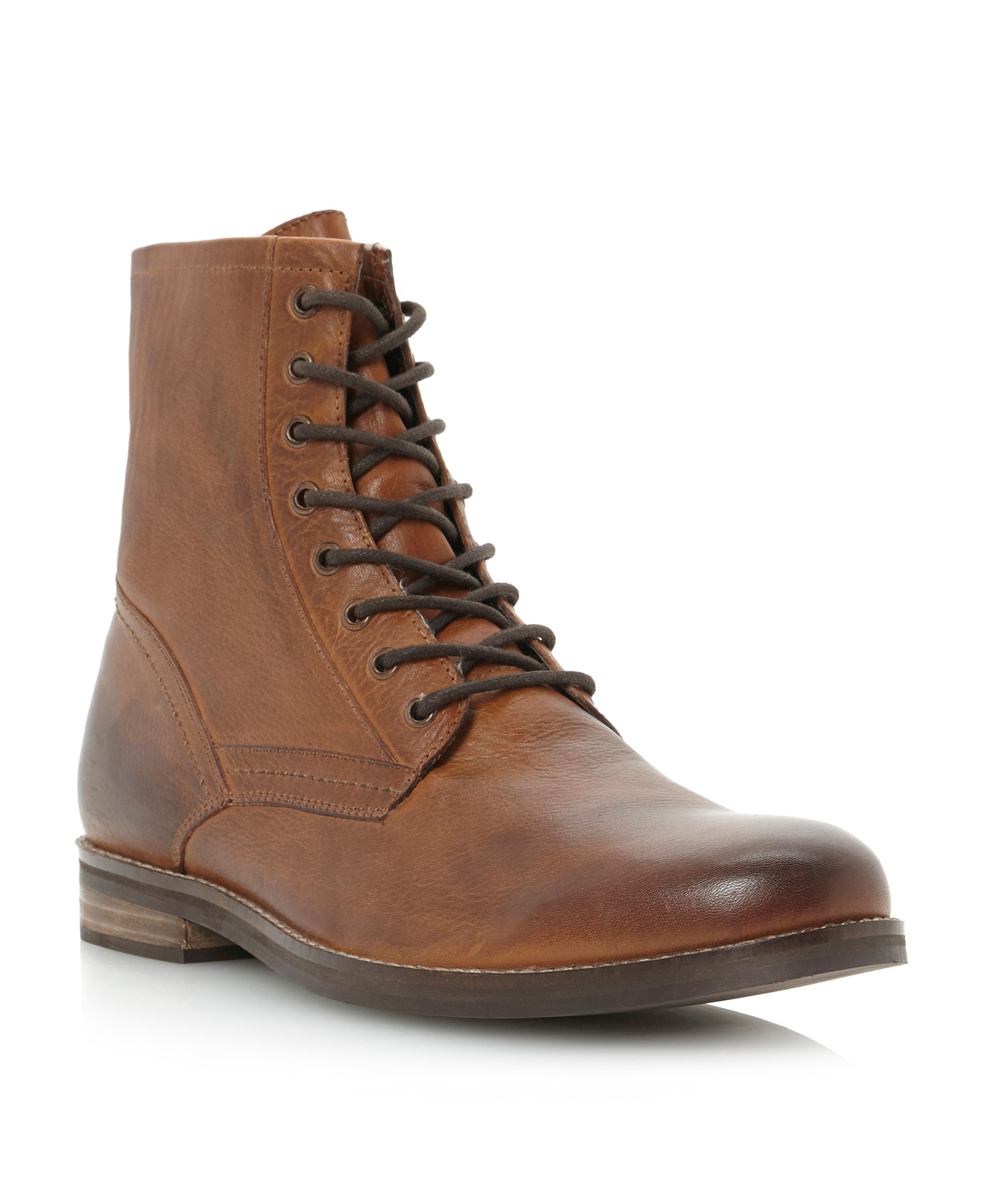 Dune Corona Plain Toe Laceup Military Boots in Brown for Men (Tan) | Lyst