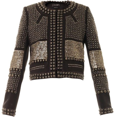 Isabel Marant Jayna Embellished Collarless Jacket in Black | Lyst