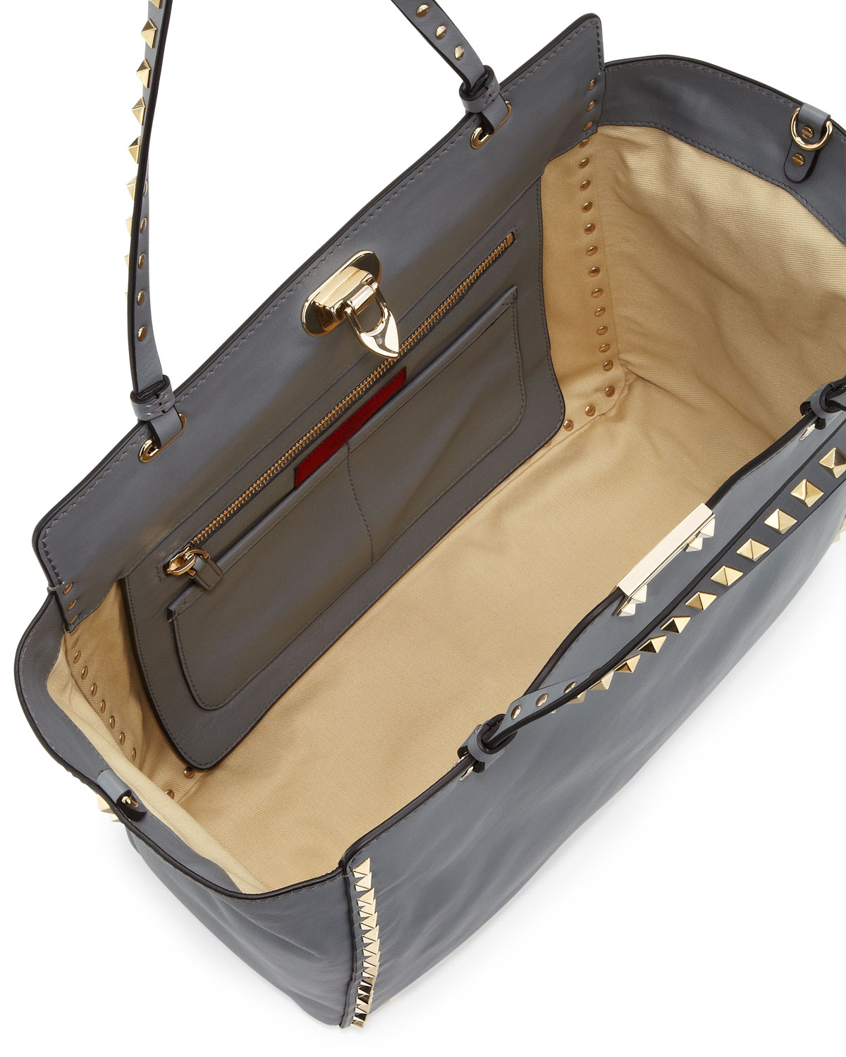 Valentino Rockstud Medium Tote Bag Gray in Gray Lyst