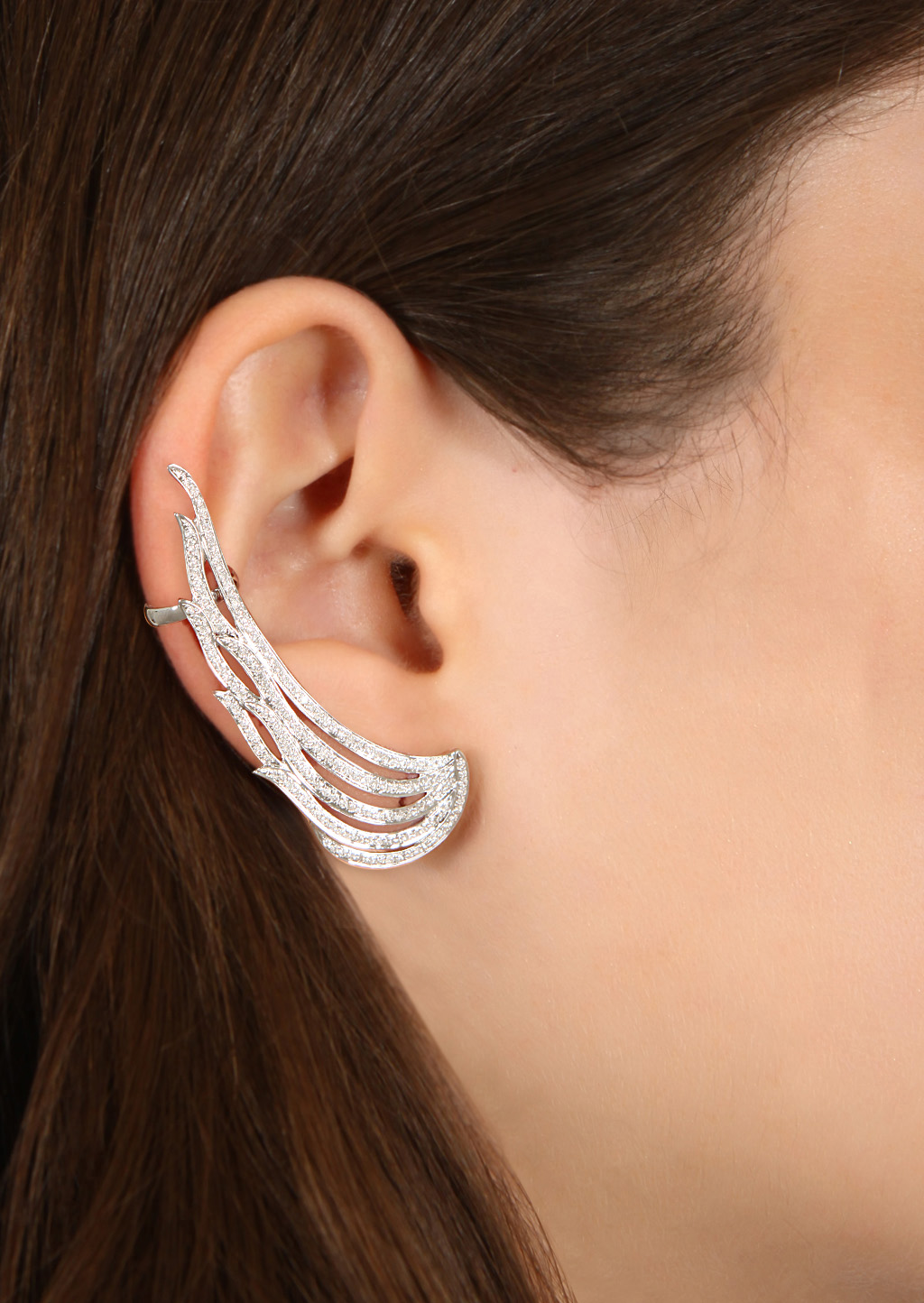 As29 White Gold And White Diamonds Ocean Ear Cuff Earrings In White Lyst