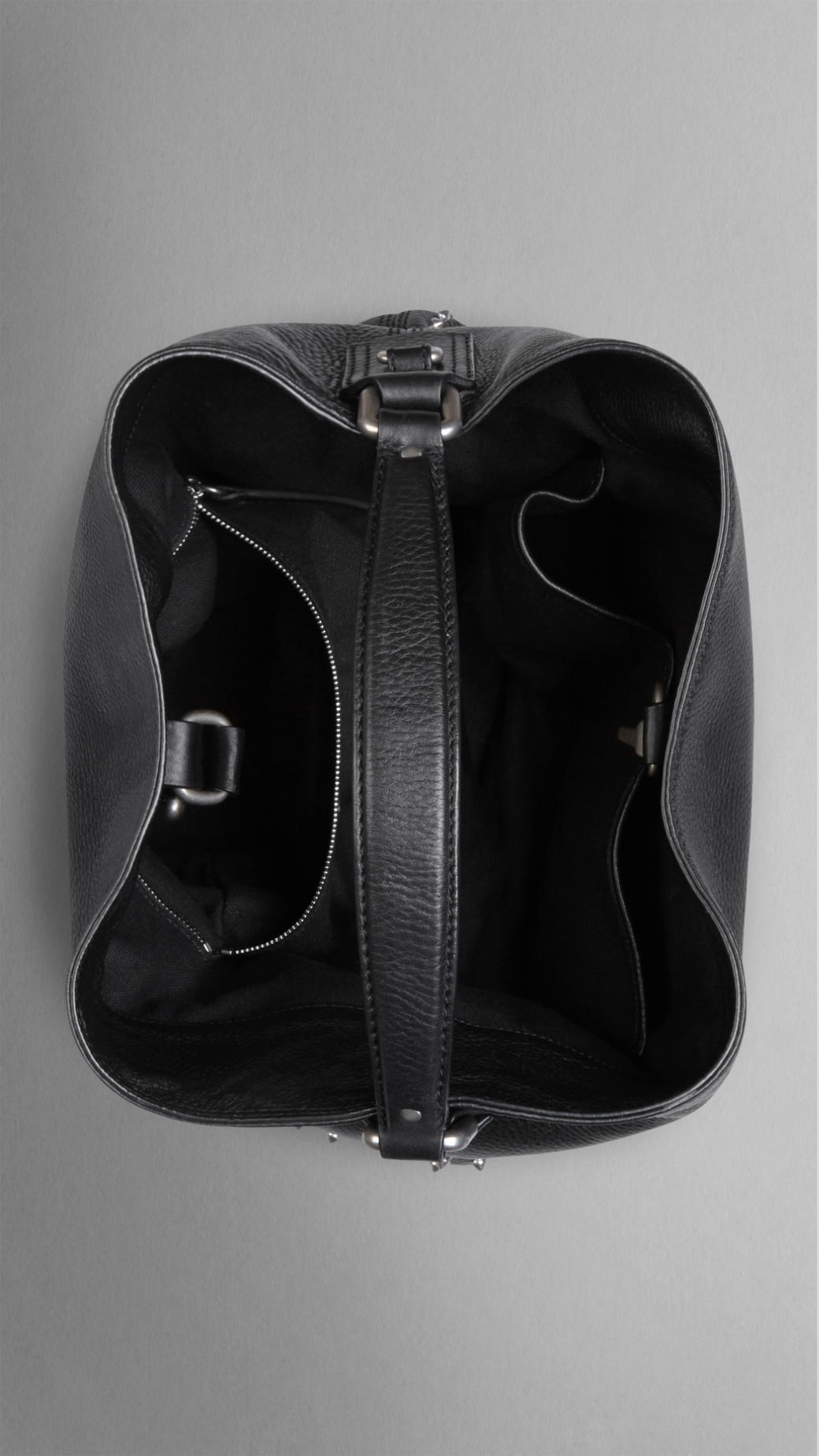 Lyst - Burberry Medium Studded Leather Hobo Bag in Black