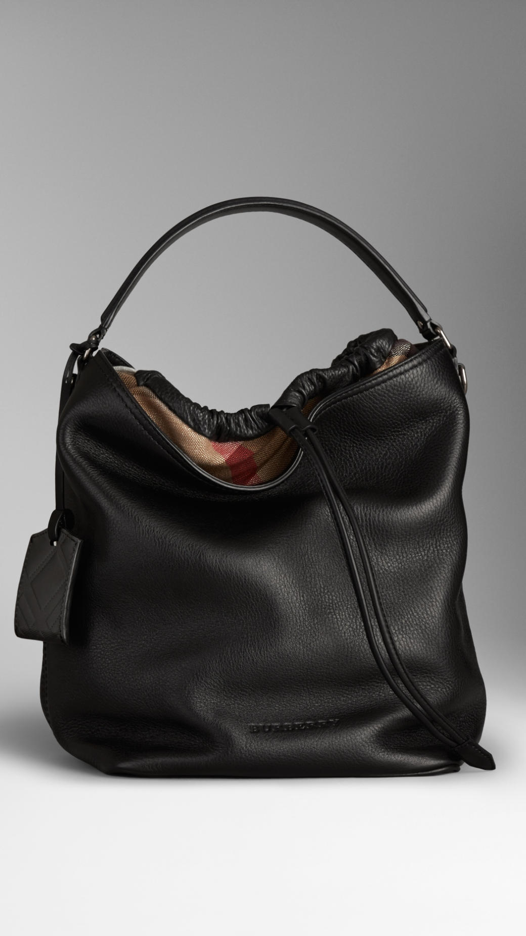 Burberry The Medium Ashby Leather Hobo Bag in Black | Lyst