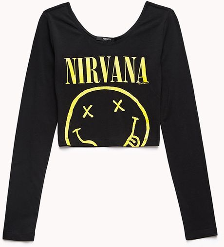 Forever 21 Nirvana Crop Top in Black (Black/yellow) | Lyst