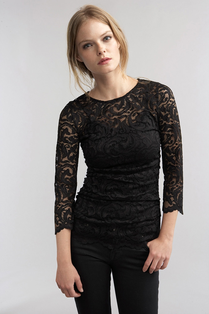 Velvet By Graham & Spencer Remly Stretch Lace Top in Black | Lyst