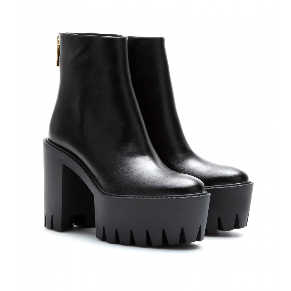 Stella mccartney Faux Leather Platform Ankle Boots in Black | Lyst