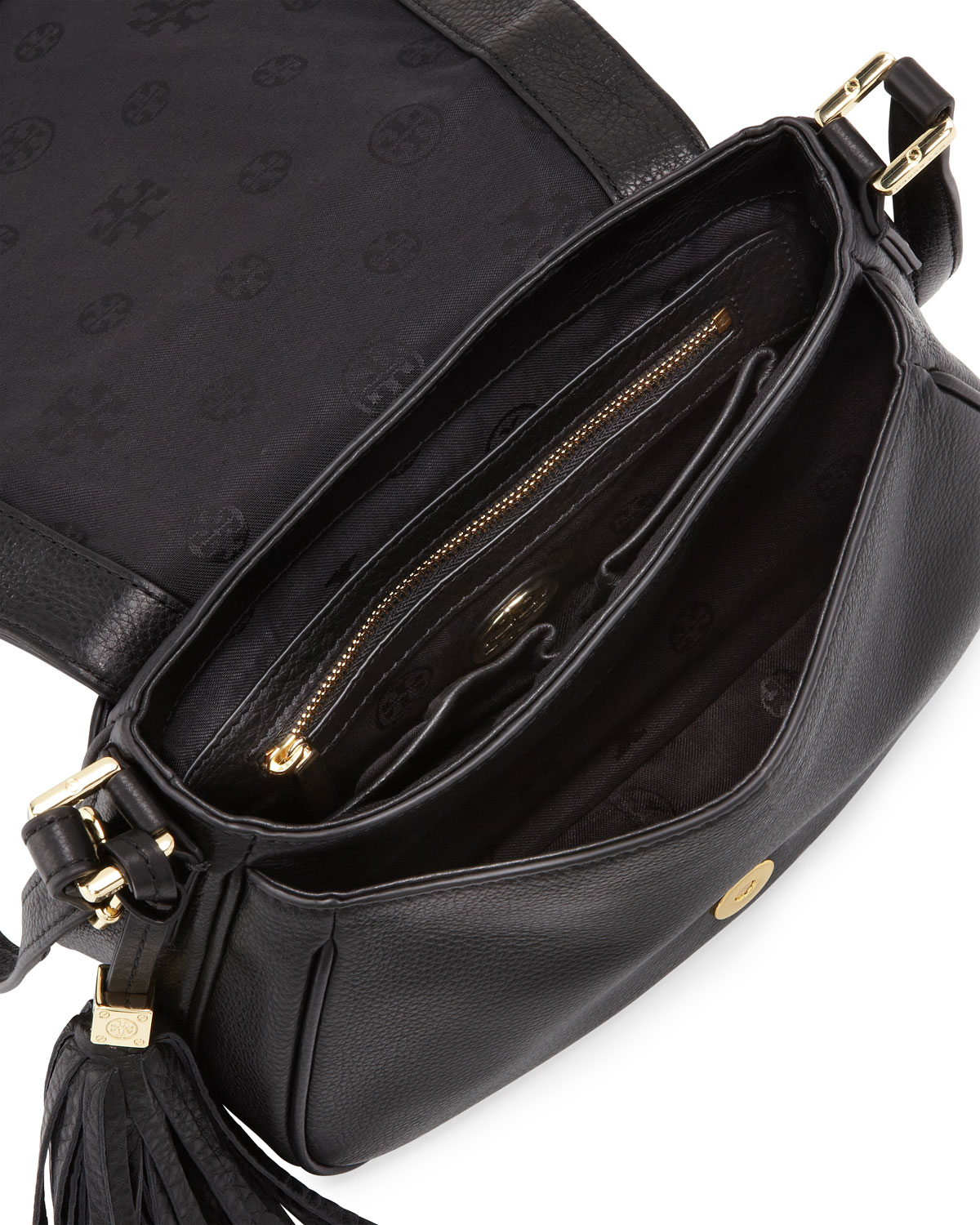 Lyst - Tory burch Thea Crossbody Saddle Bag Black in Black