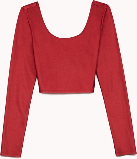 Forever 21 Highshine Crop Top in Red | Lyst