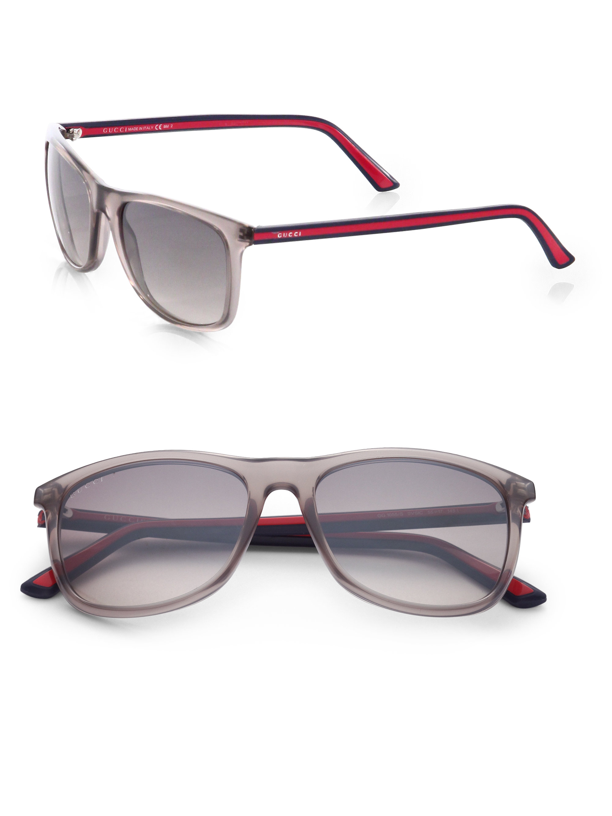 Lyst - Gucci Injected Propionate Two-two Wayfarer Sunglasses in Gray ...