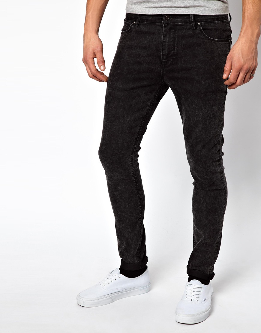 Asos Super Skinny Jeans In Black Acid Wash in Black for Men | Lyst