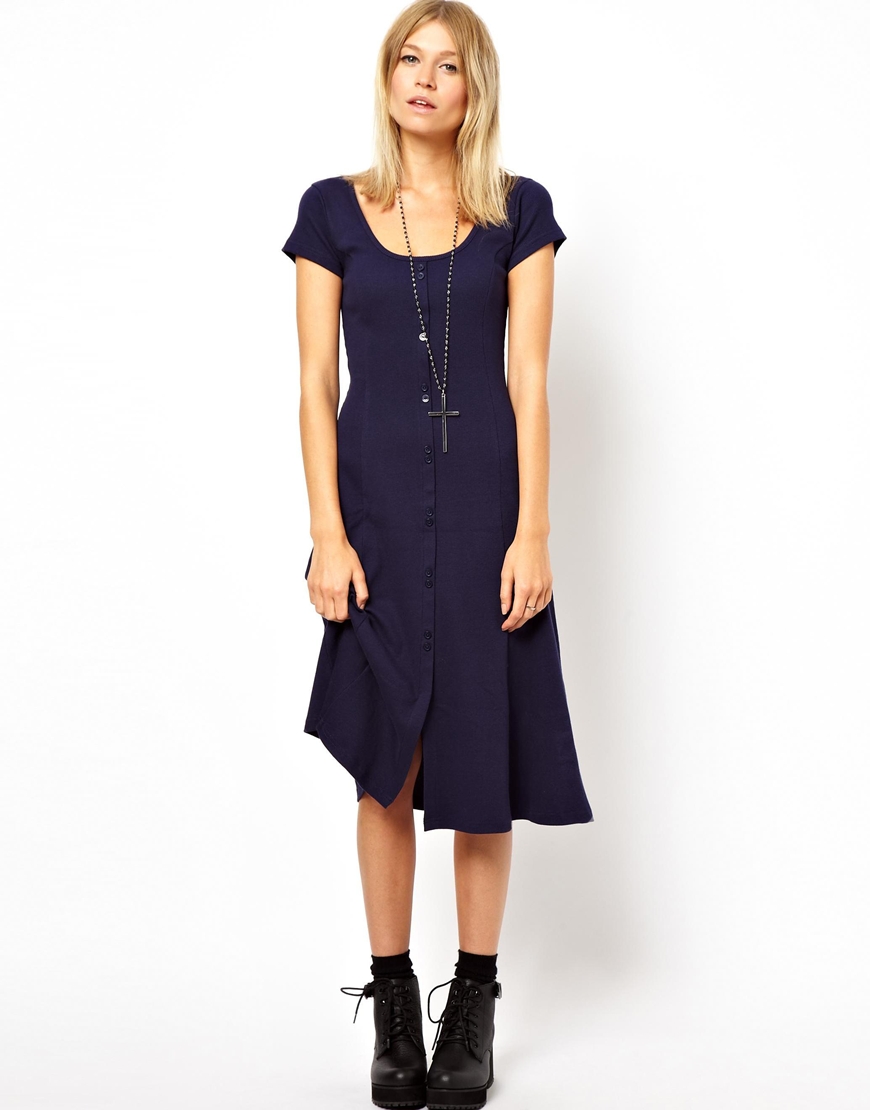 navy midi skater dress