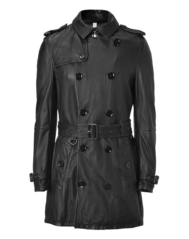 Burberry Brit Black Leather Sandringham 3/4 Length Trench Coat in Black ...