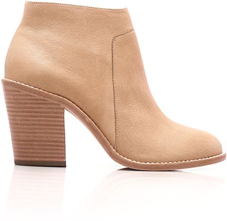 Loeffler Randall Ella Stacked Heel Bootie in Brown (Beach leather) | Lyst